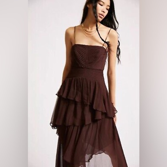 Free People Dresses & Skirts - Shona Joy Olympia Pin Tuck Frill Midi Dress Free People